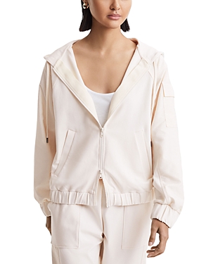 Reiss Cream Maja Cotton Blend Tracksuit Top In Cream