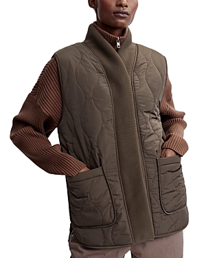 Shop Varley Covey Reversible Quilted Sherpa Vest In Crocodile/fallen Rock