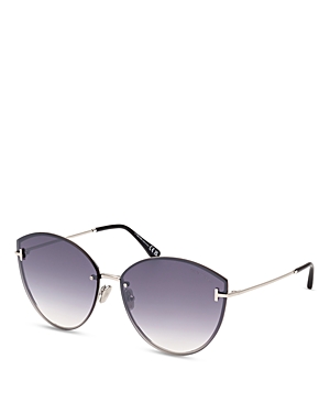 Tom Ford Evangeline 63mm Oversize Gradient Cat Eye Sunglasses In Gray/purple Mirrored Gradient