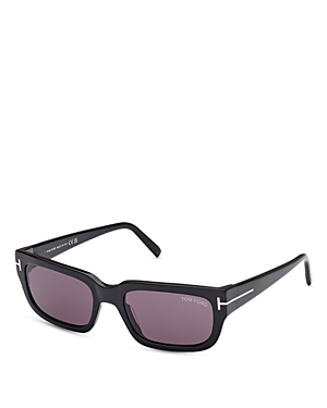 Shop Tom Ford Ezra Rectangular Sunglasses, 54mm In Black/purple Solid