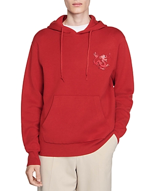 Shop Sandro Dragon Pullover Hoodie In Red