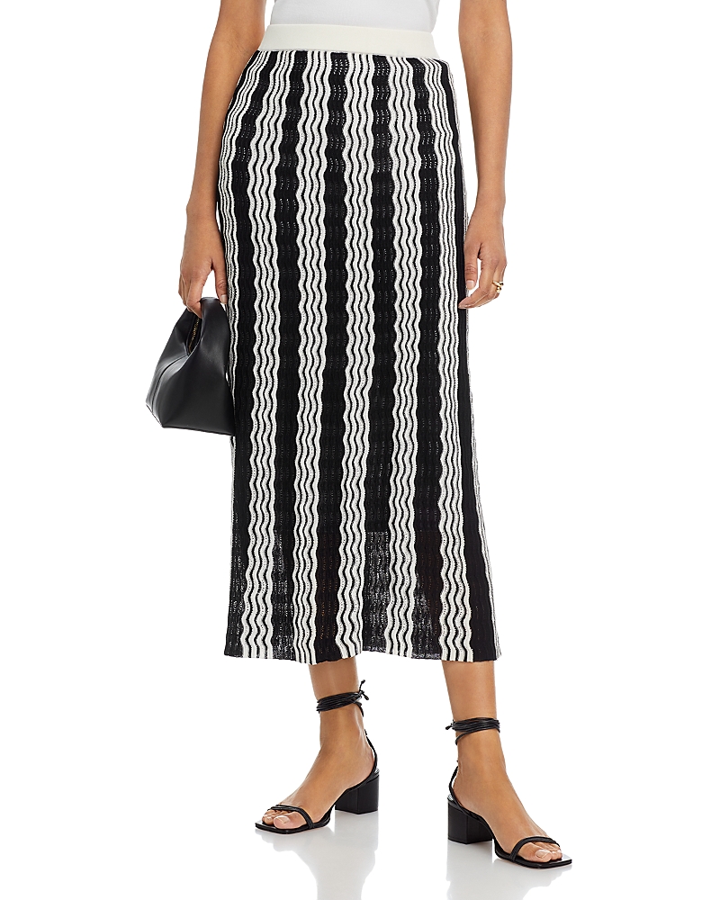 Misook Pointelle Intarsia Knit Midi Skirt