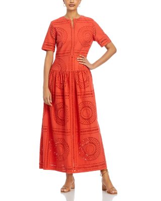 Misook - Eyelet Drop Waist Maxi Dress