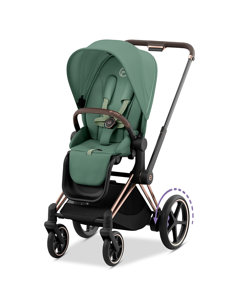 Cybex E-priam 2 Smart Stroller In Rose Gold In Leaf Green