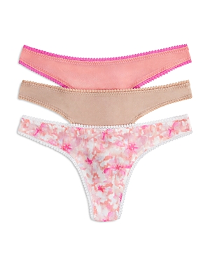 On Gossamer 3-pack Mesh Thongs In Waterfloral/sunsetrose