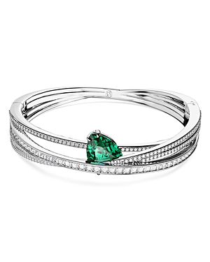 Shop Swarovski Crystal Multi Row Bangle Bracelet In Green/silver