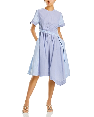 Shop 3.1 Phillip Lim / フィリップ リム Cotton Asymmetric Dress In Oxford Blue Multi