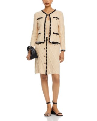 Misook - Textural Knit Jacket & A Line Pull On Skirt