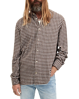 Shop Allsaints Wayanda Cotton Regular Fit Button Down Shirt In Creek Brown