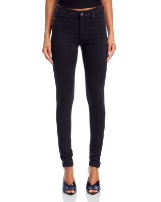 Farrah High-Rise Sateen Skinny Jeans in Black