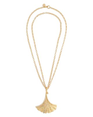 Anabel Aram - Gingko Pendant Necklace in 18K Gold Plated, 36"