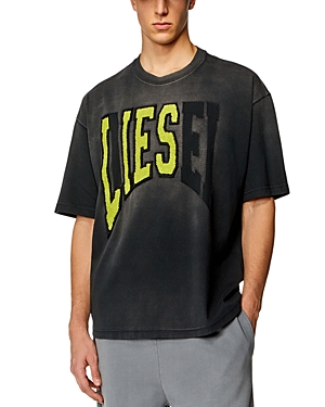Diesel T-wash-n Flocked-logo T-shit In Deep Black