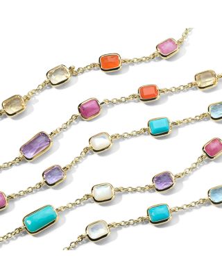 18K Yellow Gold Rock Candy&reg; Multi Stone Summer Rainbow Statement Necklace, 32.5"