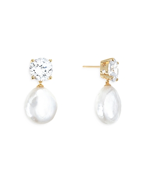 Shashi Cultured Freshwater Pearl & Cubic Zirconia Cleo Drop Earrings In White