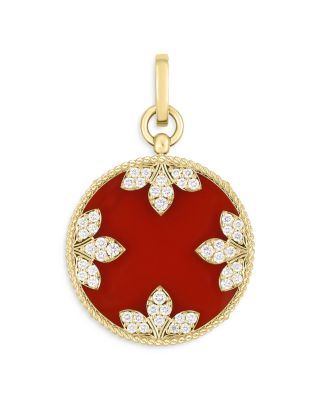 Roberto Coin - 18K Yellow Gold Medallion Diamond & Red Agate Pendant