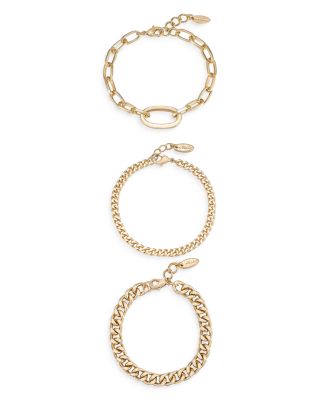 Ettika - Chain Game Link Bracelets in 18K Gold Plated, Set of 3