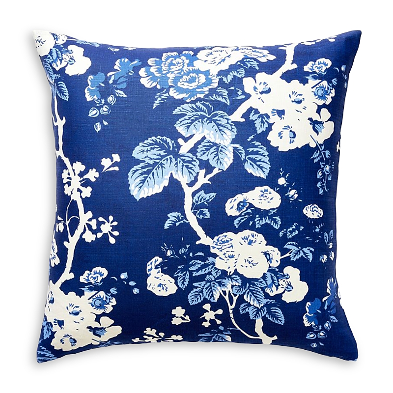 Scalamandre Ascot Linen Print Pillow In Indigo