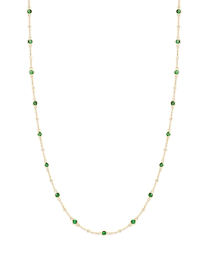 Bloomingdale's Emerald & Diamond Bezel Station Collar Necklace In 14k Yellow Gold, 16-18 In Green/gold