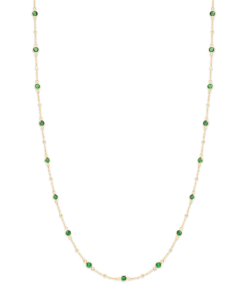 Bloomingdale's Fine Collection Emerald & Diamond Bezel Station Collar Necklace in 14K Yellow Gold, 16