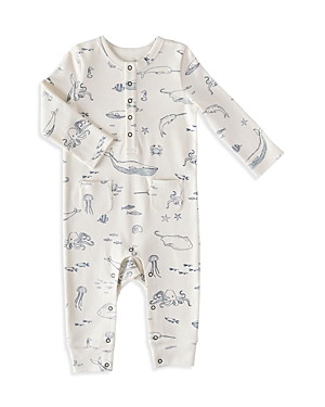 Shop Pehr Unisex Life Aquatic Cotton Printed Henley Coverall - Baby