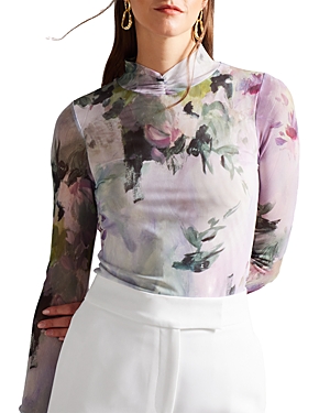 TED BAKER HIGH NECK PRINTED MESH TOP