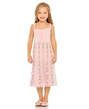 Mac Duggal Girls' Ruffle Floral Embroidered Detail Mini Dress - Little Kid, Big Kid In Rosewater Multi