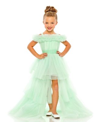 Mac Duggal - Girls' Off the Shoulder High Low Tulle Dress - Little Kid, Big Kid