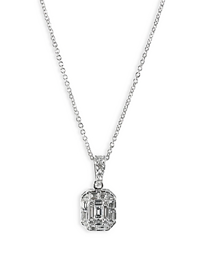 18K White Gold Mosaic Diamond Pendant Necklace, 16