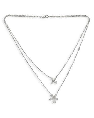 Zydo 18K White Gold Mosaic Diamond Pendant Double Necklace, 1.62 ct. t. w.