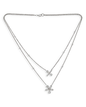 Zydo 18k White Gold Mosaic Diamond Pendant Double Necklace, 1.62 Ct. T.w.