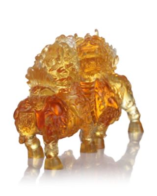 Benevolent Fortune Qilin Crystal Sculpture, Set of 2