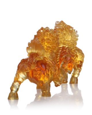 Benevolent Fortune Qilin Crystal Sculpture, Set of 2