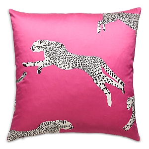 Scalamandre Leaping Cheetah Decorative Pillow, 22 X 22 In Bubblegum