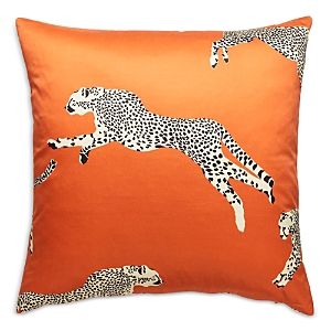Scalamandre Leaping Cheetah Decorative Pillow, 22 X 22 In Clementine