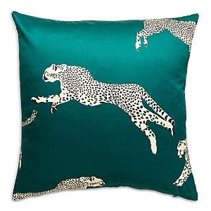 Scalamandre Leaping Cheetah Decorative Pillow, 22 X 22 In Evergreen