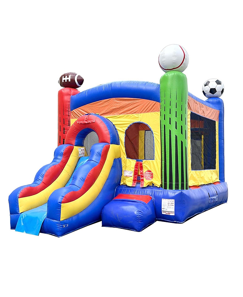 Pogo Bounce House 18' X 12' X 14.5' Inflatable Bouncy House With Built-in Water Misting System For Kids In Deluxe Sports