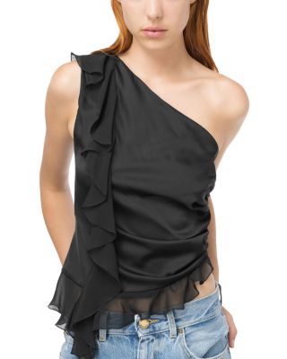 PINKO - Fotoione Ruffled One Shoulder Top