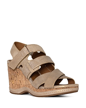 DONALD PLINER WOMEN'S METALLIC CRISSCROSS STRAPPY WEDGE SANDALS