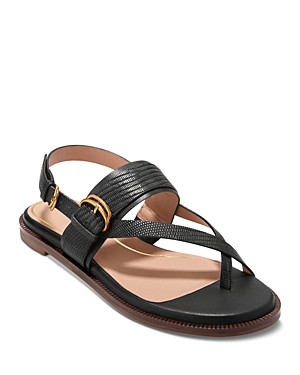 Shop Cole Haan Women's Anica Lux Buckled Slingback Sandals In Black Leather