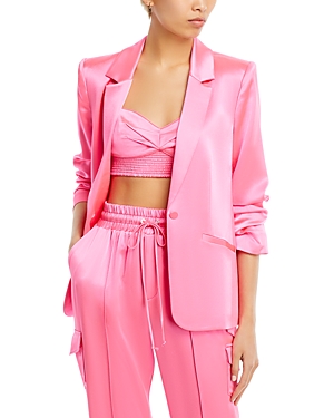 Shop Cinq À Sept Cinq A Sept Kylie Satin Blazer In Electric Pink