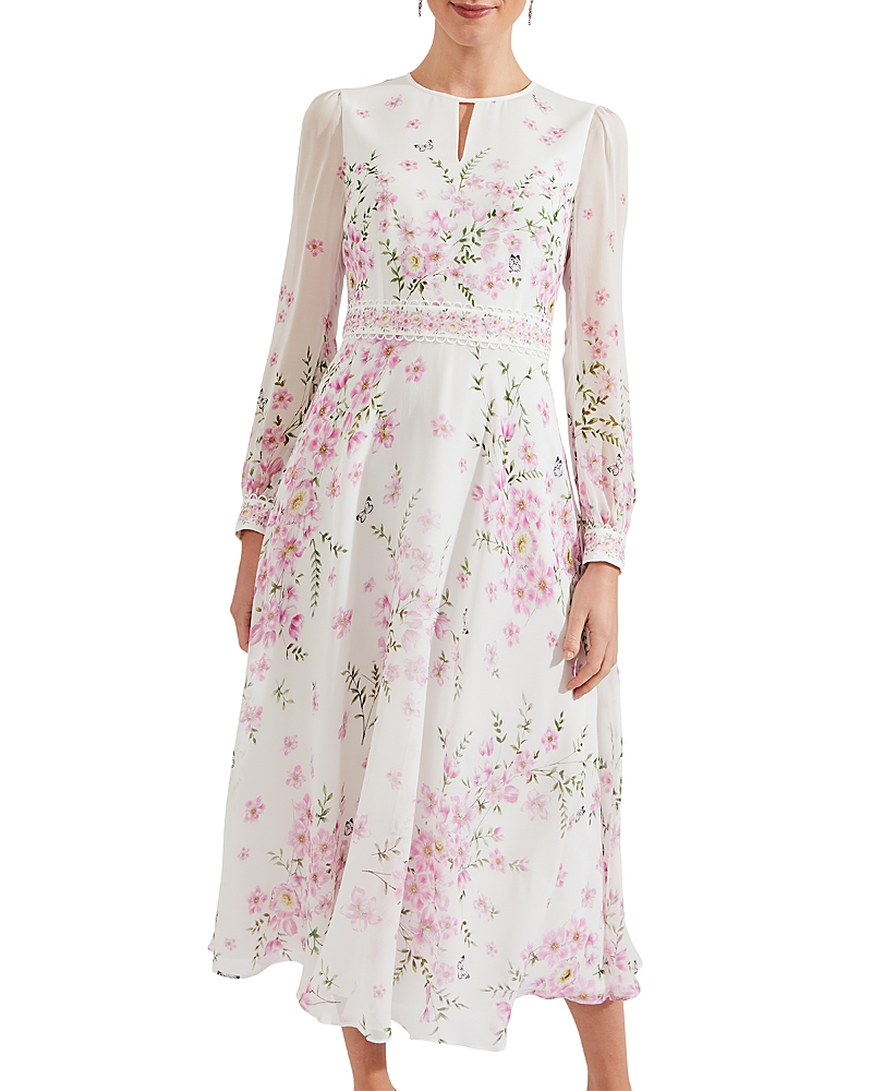HOBBS LONDON SKYE SILK MIDI DRESS