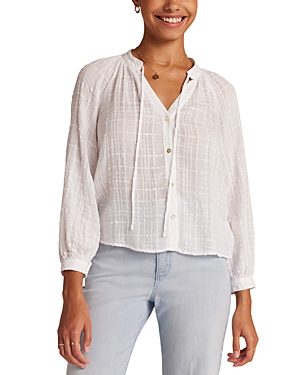 Shop Bella Dahl Tie Neck Raglan Button Down Shirt In White