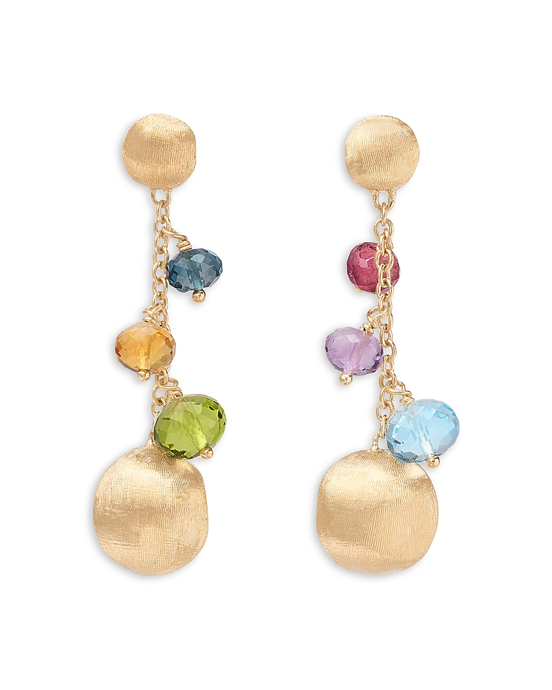 Marco Bicego 18K Yellow Gold Africa Multi Gemstone Mismatch Drop Earrings