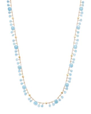 Marco Bicego 18K Yellow Gold Paradise Aquamarine Dangle Strand Necklace, 36 - Exclusive