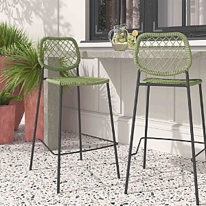Tov Furniture Lucy Oak Finish Outdoor Counter Stool In Green