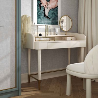 TOV Furniture - Penelope Faux Leather Wrapped Vanity Desk