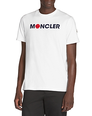 Shop Moncler Cotton Graphic Tee In Natural