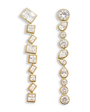 Completedworks Geometric Crystal Linear Earrings In Gold