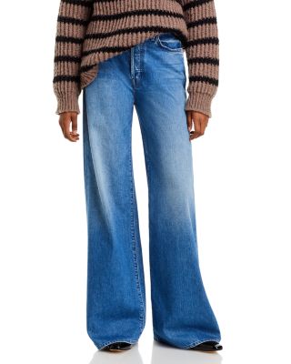 MOTHER - The Ditcher Roller Sneak High Rise Wide Leg Jeans in Heart Throb