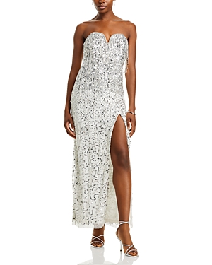 Strapless Sequined Column Gown